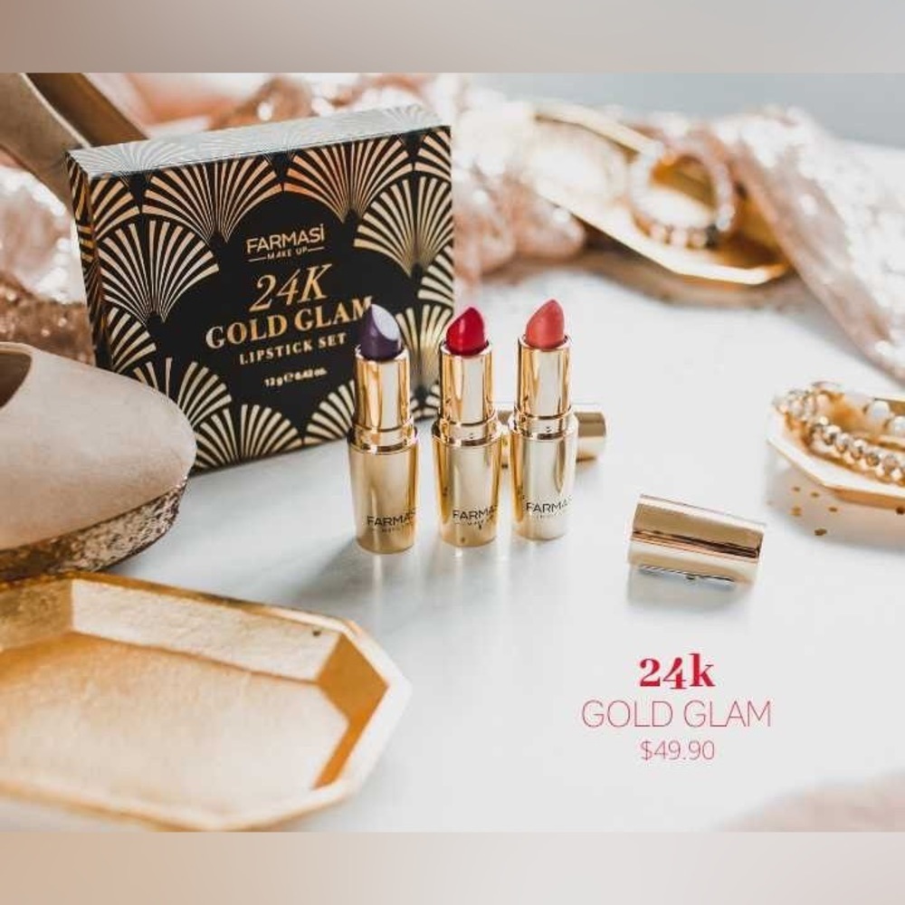 NEW Farmasi 24K Gold Glam Lip Kit